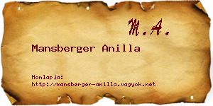Mansberger Anilla névjegykártya